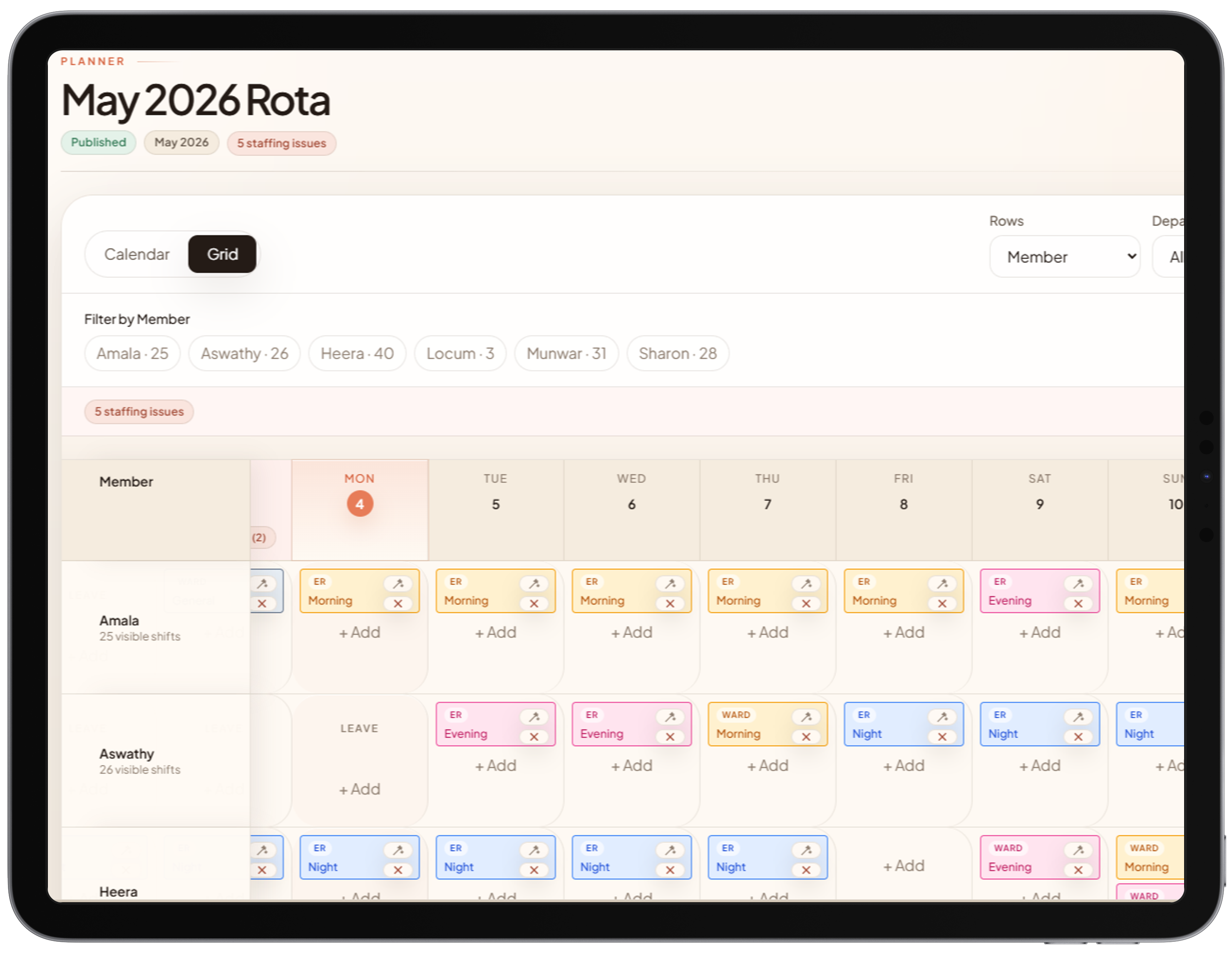 RotaAssist rota dashboard